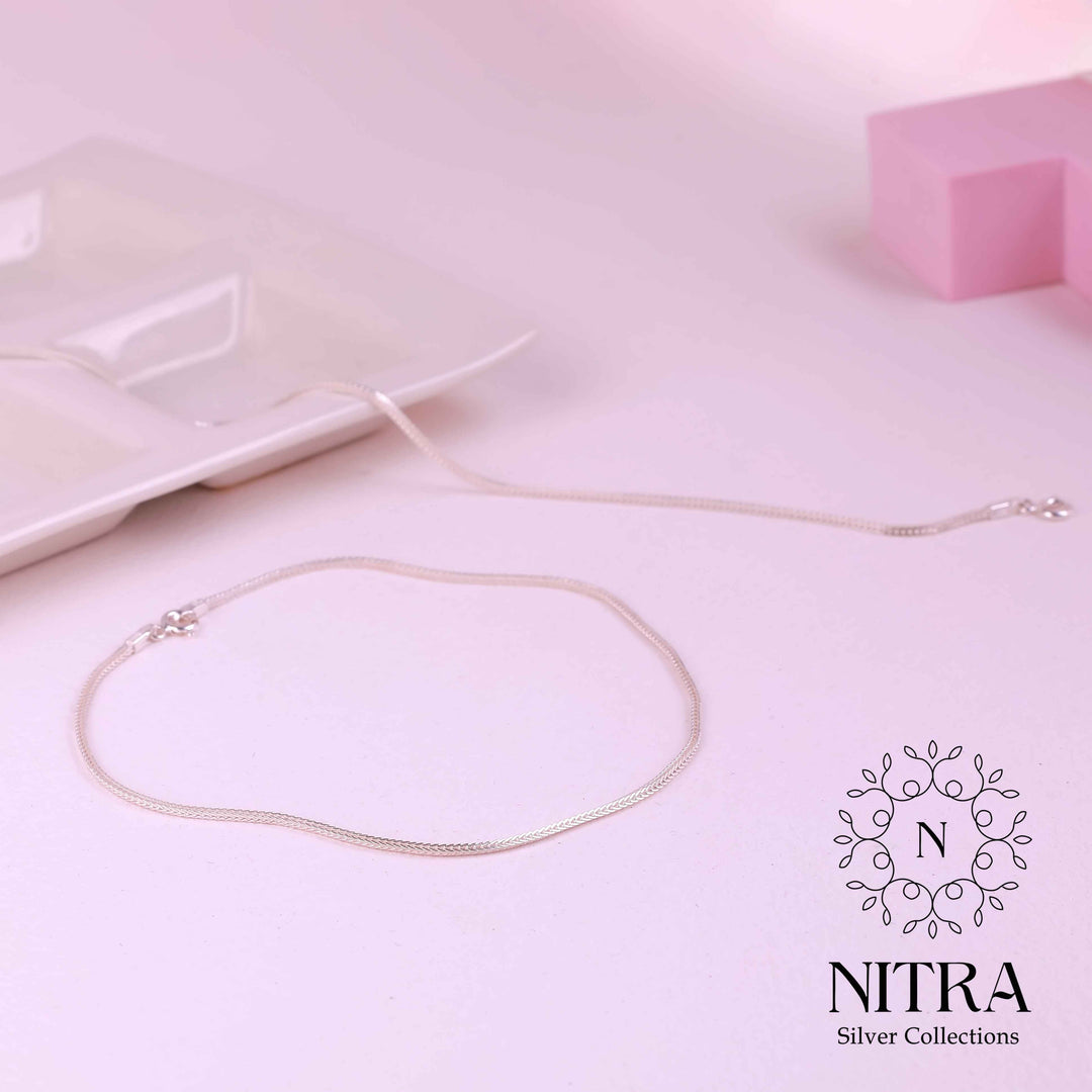 Minimal Braided 925 Silver Anklet