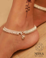Load image into Gallery viewer, Silver Double Mullamottu Anklet
