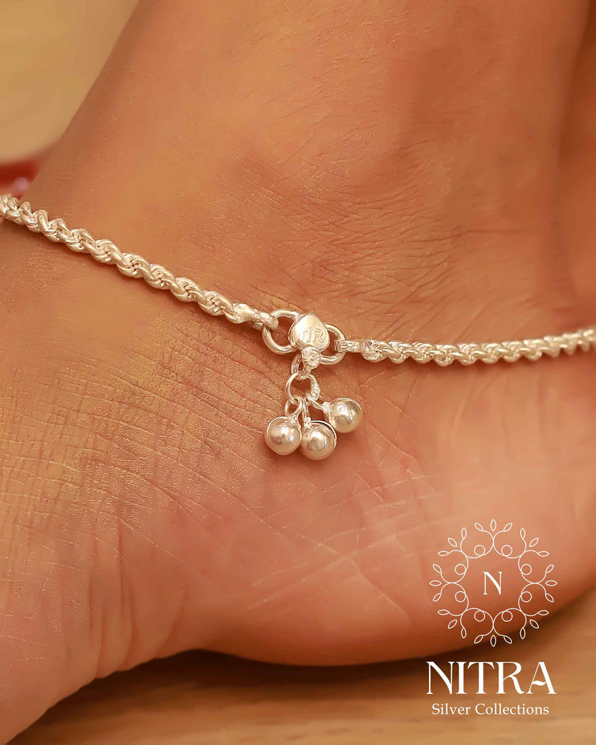 Silver MC SPIRAL Light Weight Anklet